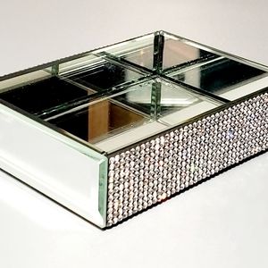 Bella Lux Soap Dish Mirrored Jeweled with Rhinest